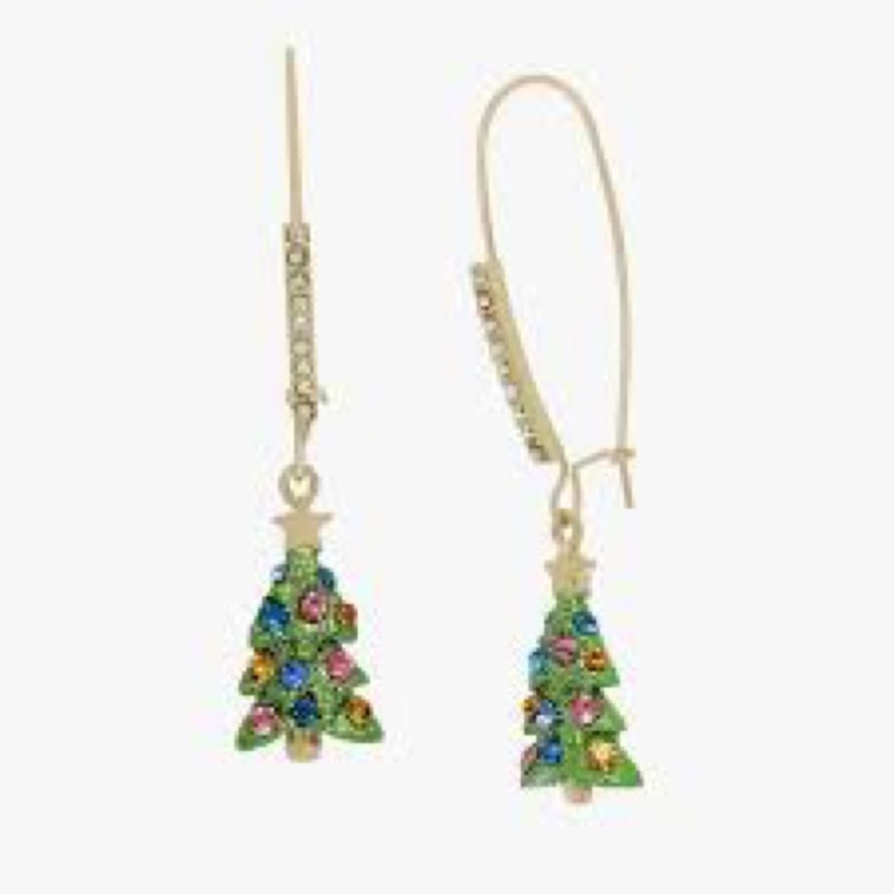 Betsey Johnson Festive Christmas Tree Earrings